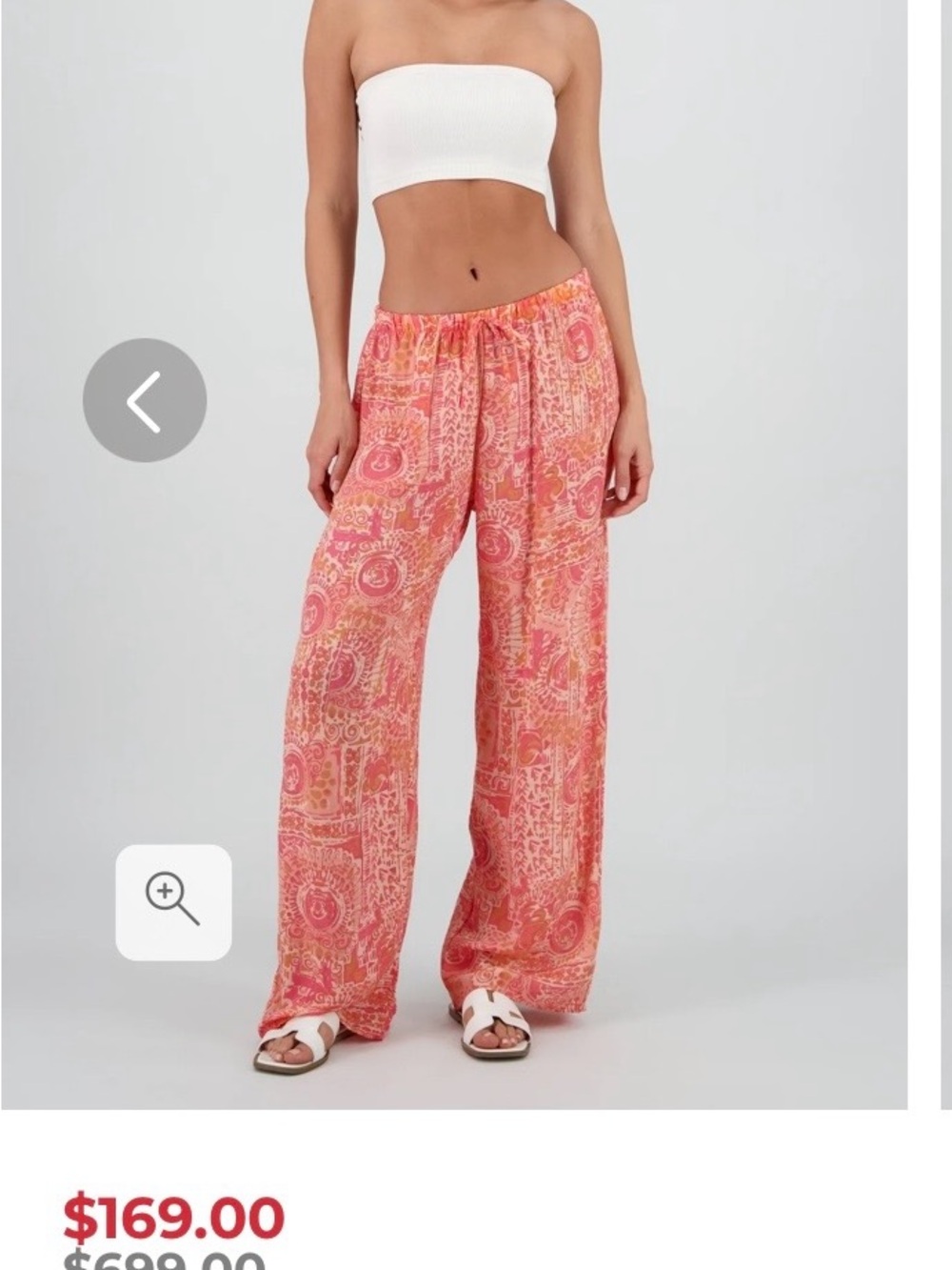 Women's Coral Printed Wide-Leg Pants